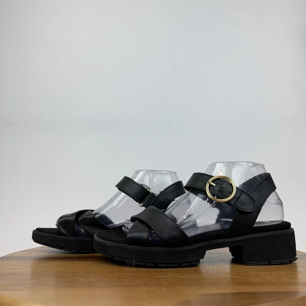 Womens Munro‎ Knox Black Leather Strappy Casual Comfort Sandals Shoes Size 9 M